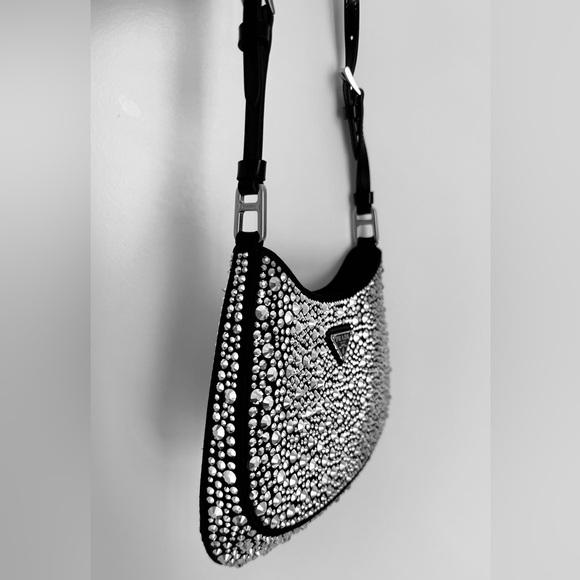 Prada Crystals Cleo Satin Bag (Silver) - Picture 2 of 6